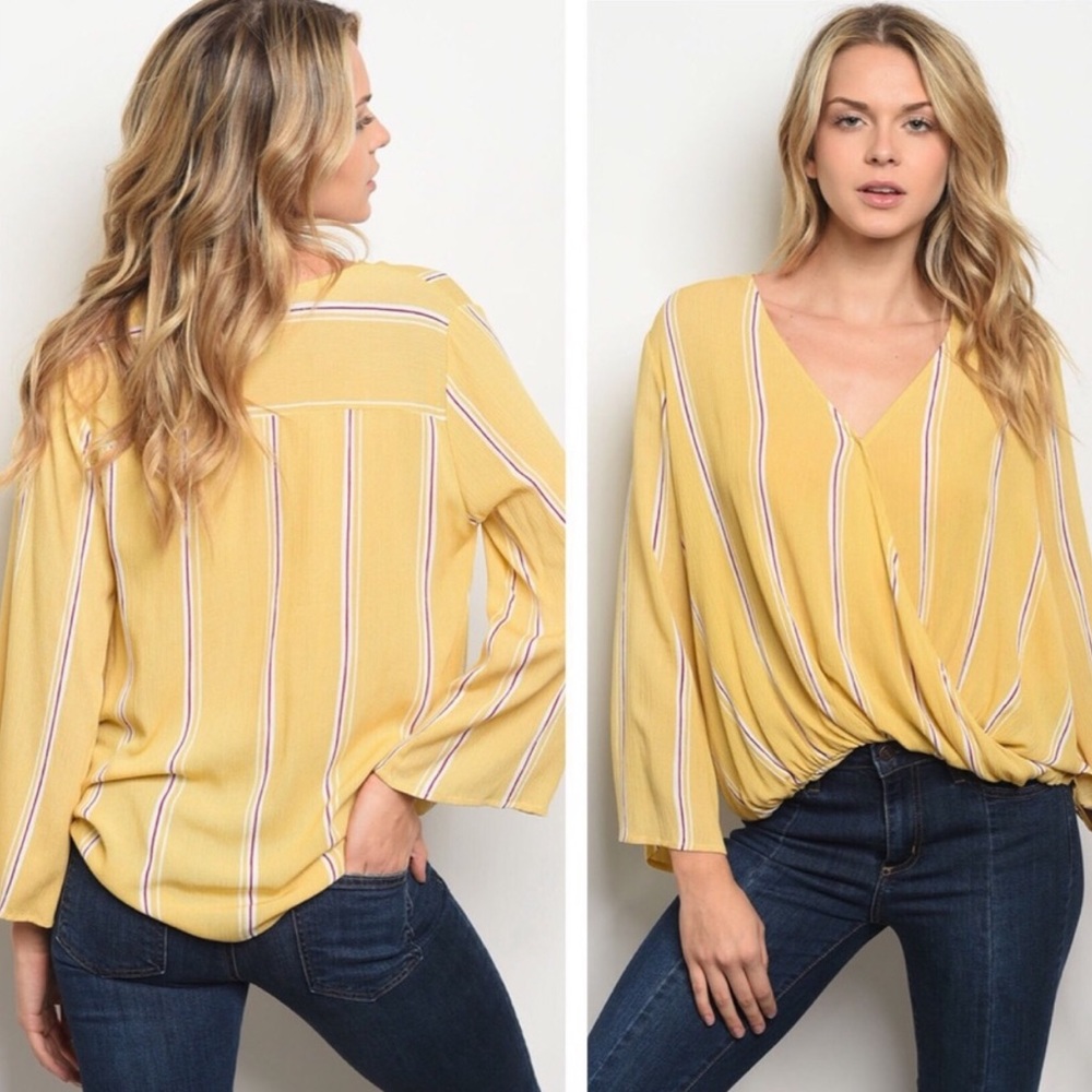 ☕️Crisscross Yellow Striped Top🤩